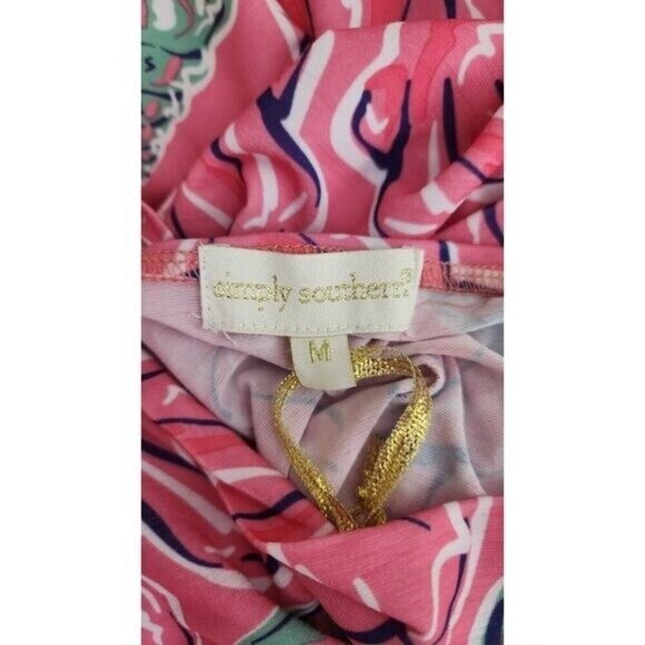 Simply Southern Sleeveless Pink Shells Blue Starfish Beachy Tassel  Dress Size M - Picture 5 of 6